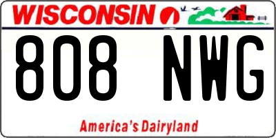 WI license plate 808NWG