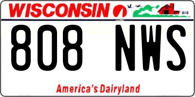 WI license plate 808NWS