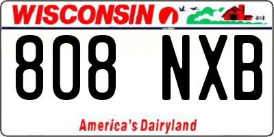 WI license plate 808NXB