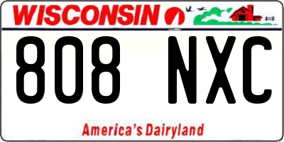 WI license plate 808NXC