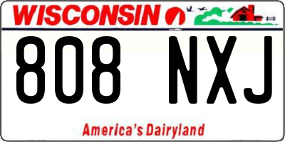 WI license plate 808NXJ