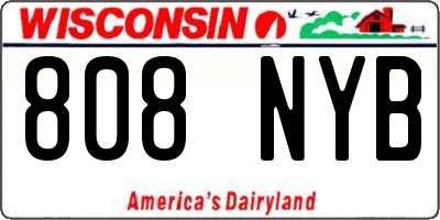 WI license plate 808NYB