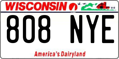 WI license plate 808NYE