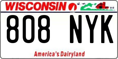 WI license plate 808NYK