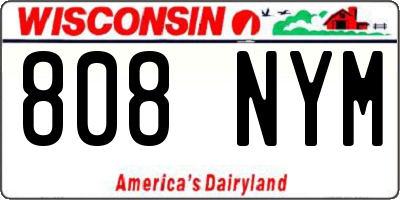 WI license plate 808NYM