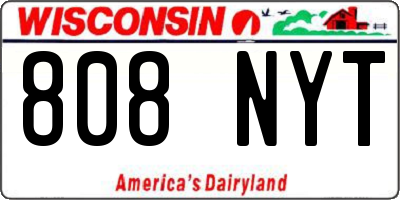 WI license plate 808NYT