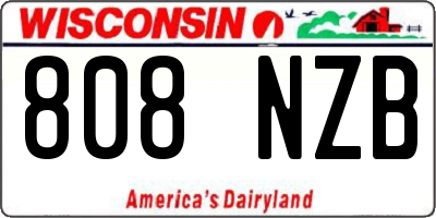 WI license plate 808NZB