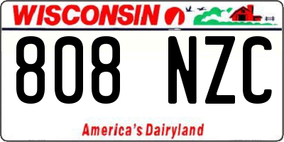 WI license plate 808NZC