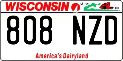 WI license plate 808NZD