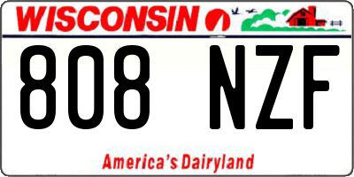 WI license plate 808NZF