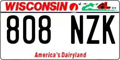 WI license plate 808NZK