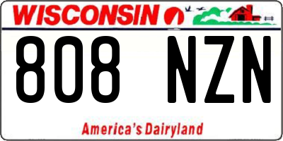 WI license plate 808NZN