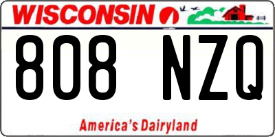 WI license plate 808NZQ