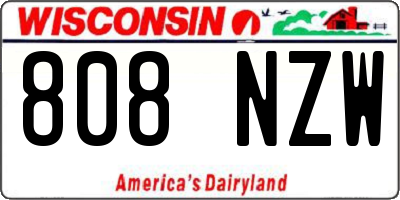 WI license plate 808NZW