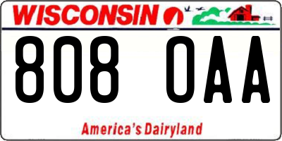 WI license plate 808OAA