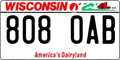 WI license plate 808OAB
