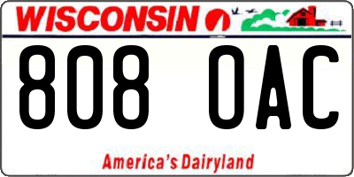 WI license plate 808OAC