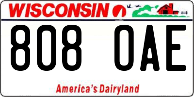 WI license plate 808OAE