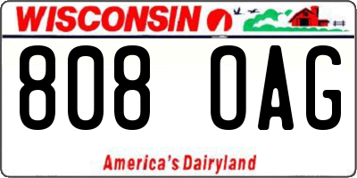 WI license plate 808OAG