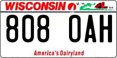 WI license plate 808OAH