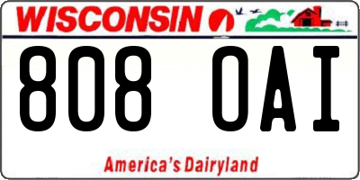 WI license plate 808OAI