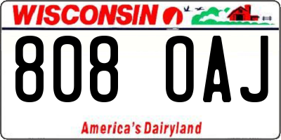 WI license plate 808OAJ