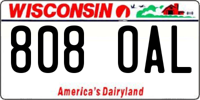 WI license plate 808OAL