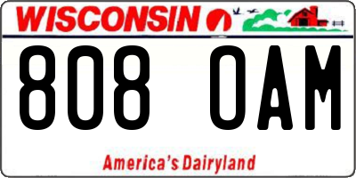 WI license plate 808OAM
