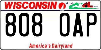 WI license plate 808OAP