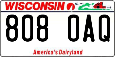WI license plate 808OAQ