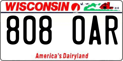 WI license plate 808OAR