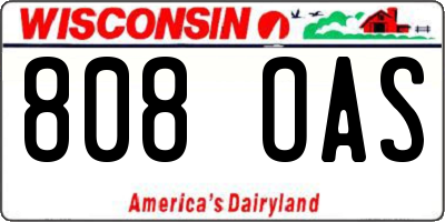 WI license plate 808OAS
