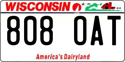 WI license plate 808OAT