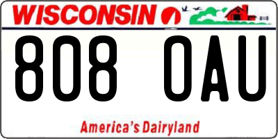 WI license plate 808OAU