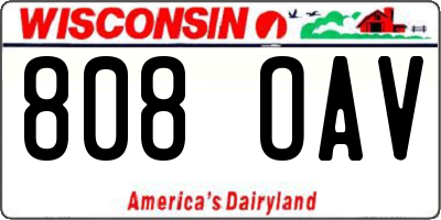 WI license plate 808OAV