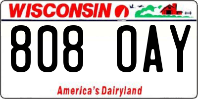 WI license plate 808OAY