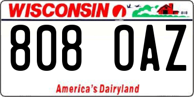 WI license plate 808OAZ