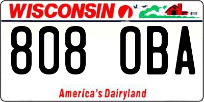 WI license plate 808OBA