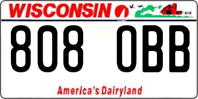 WI license plate 808OBB