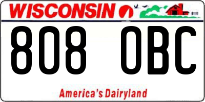 WI license plate 808OBC