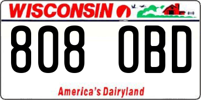 WI license plate 808OBD