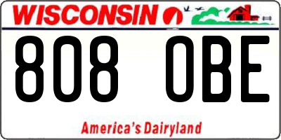 WI license plate 808OBE