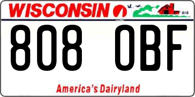 WI license plate 808OBF