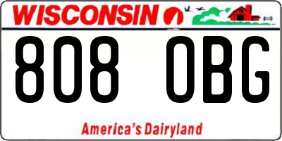 WI license plate 808OBG