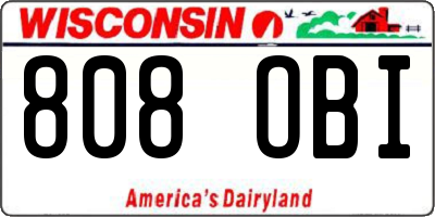 WI license plate 808OBI