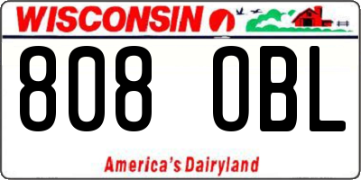 WI license plate 808OBL