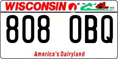 WI license plate 808OBQ