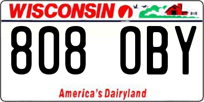 WI license plate 808OBY