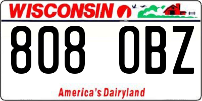 WI license plate 808OBZ