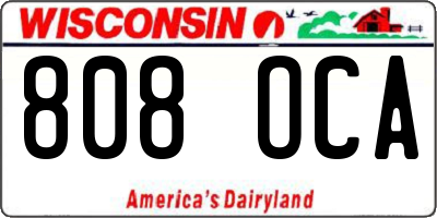 WI license plate 808OCA